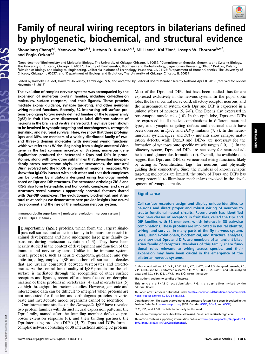 Family of Neural Wiring Receptors in Bilaterians Defined by Phylogenetic, Biochemical, and Structural Evidence