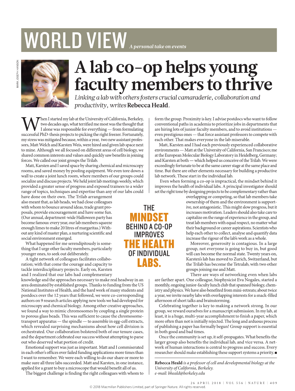 A Lab Co-Op Helps Young Faculty Members to Thrive