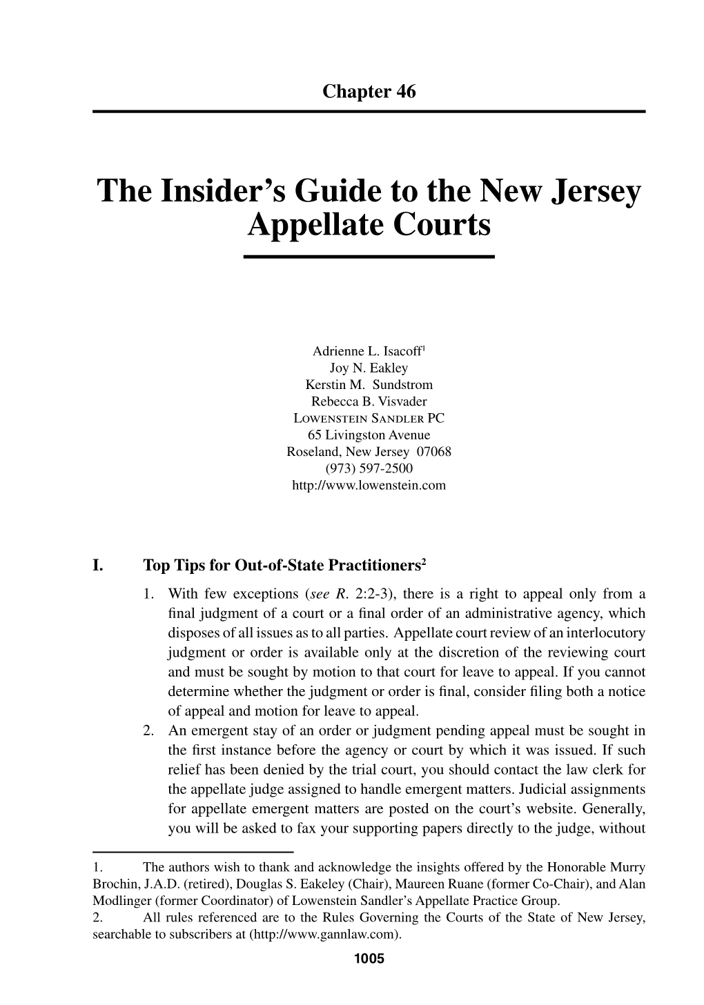 The Insider's Guide to the New Jersey Appellate Courts