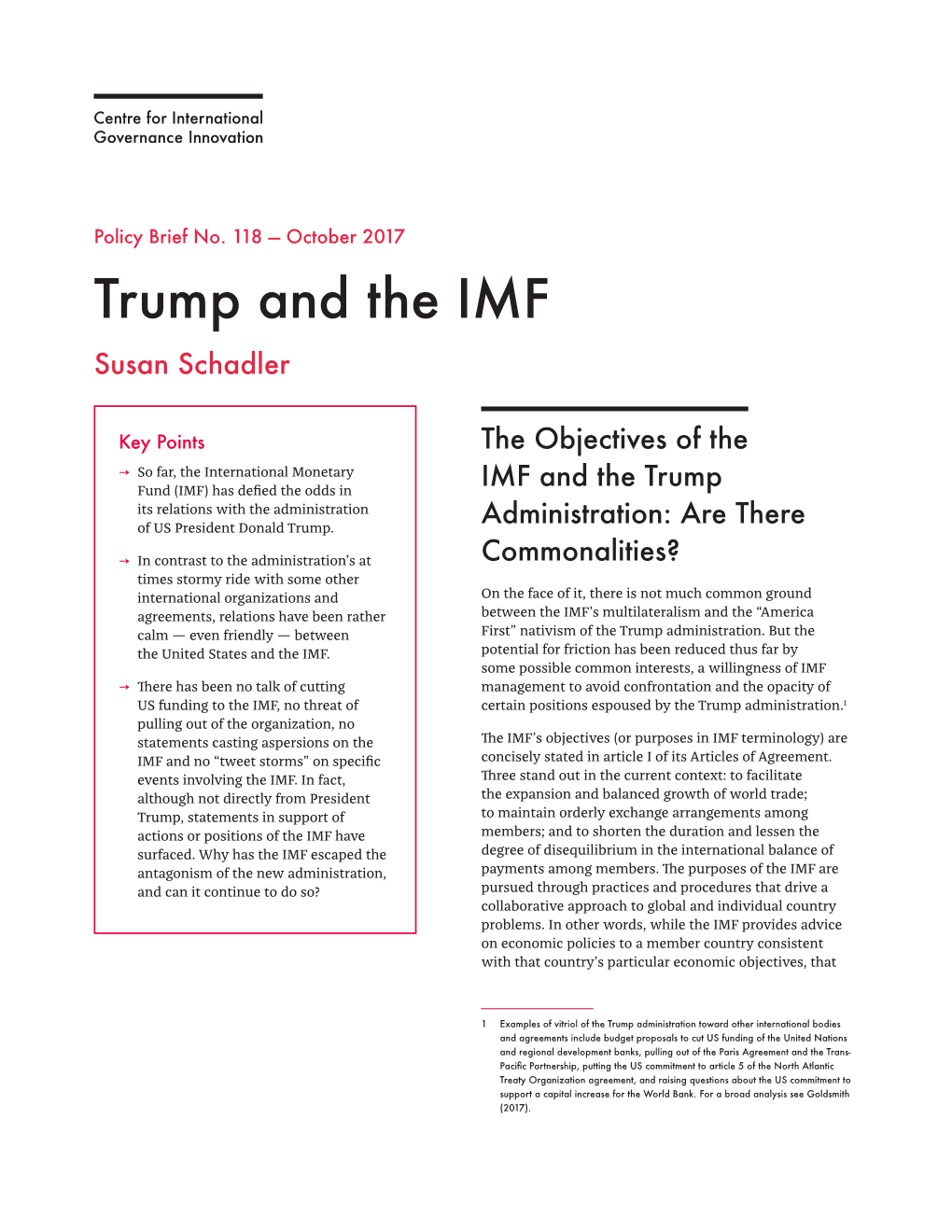 Trump and the IMF Susan Schadler