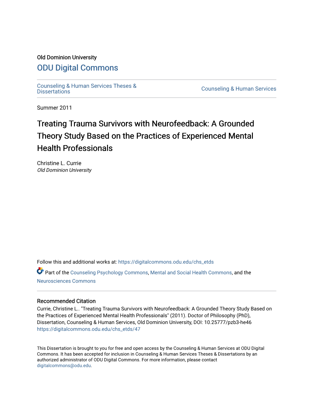 Treating Trauma Survivors with Neurofeedback: a Grounded Theory Study Based on the Practices of Experienced Mental Health Professionals