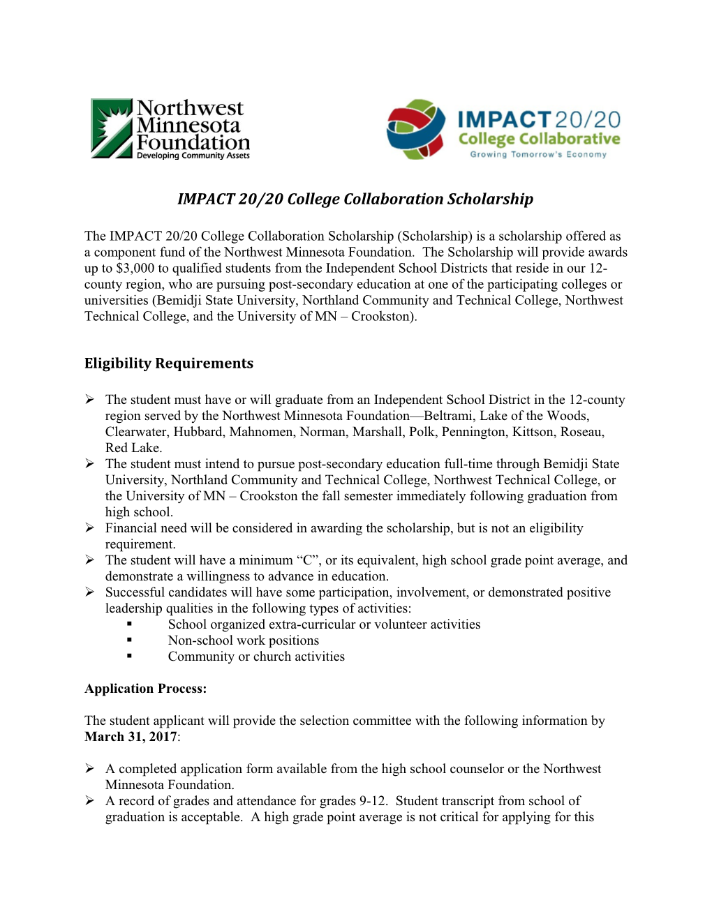 IMPACT 20/20 College Collaboration Scholarship