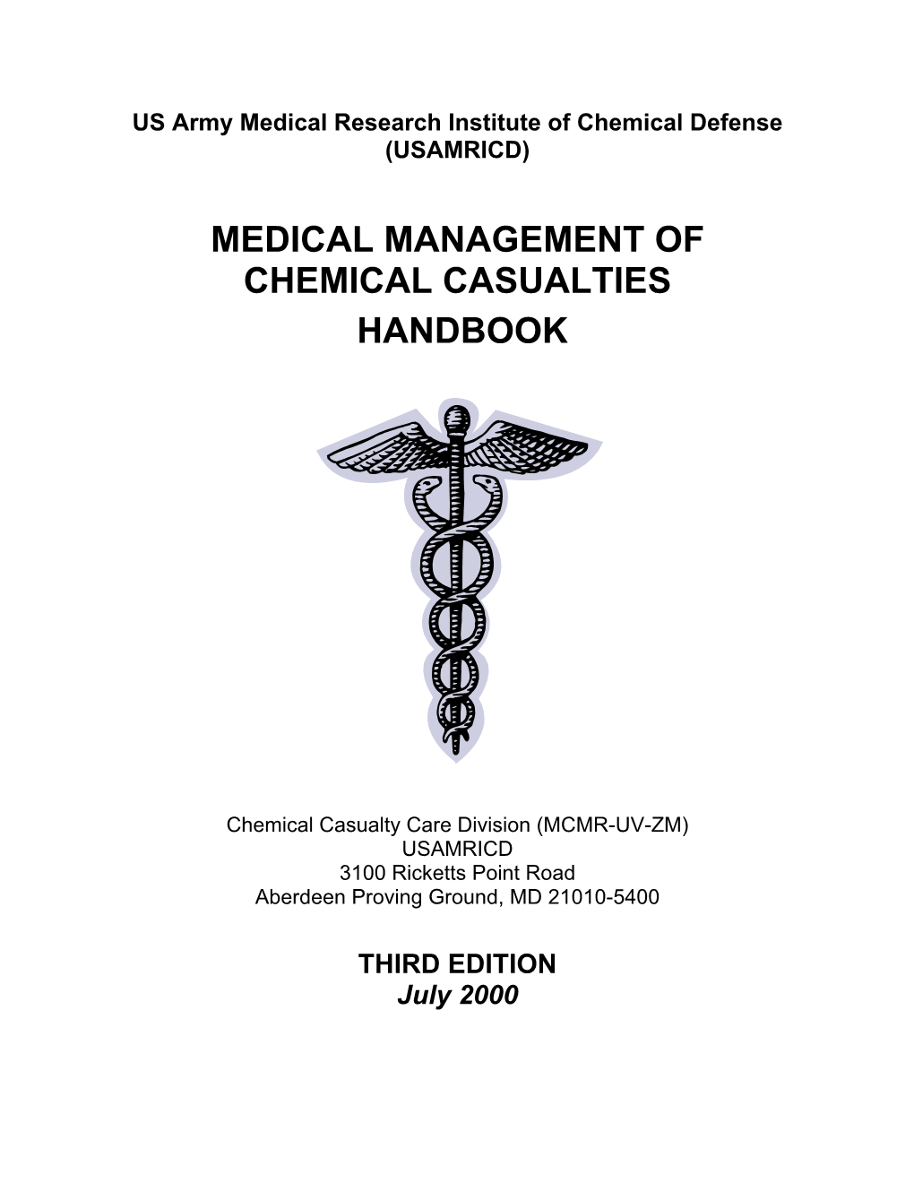 Medical Management of Chemical Casualties Handbook