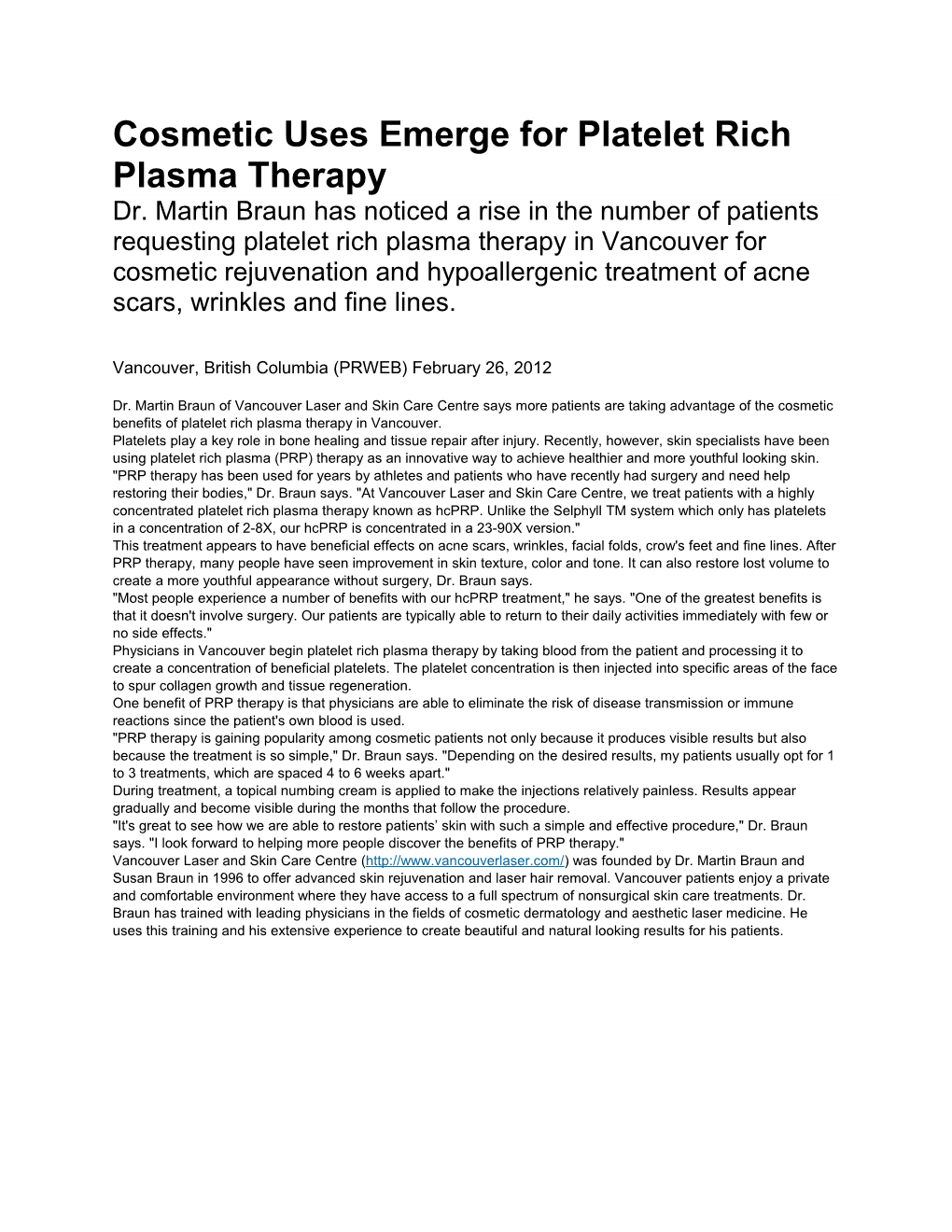 Cosmetic Uses Emerge for Platelet Rich Plasma Therapy