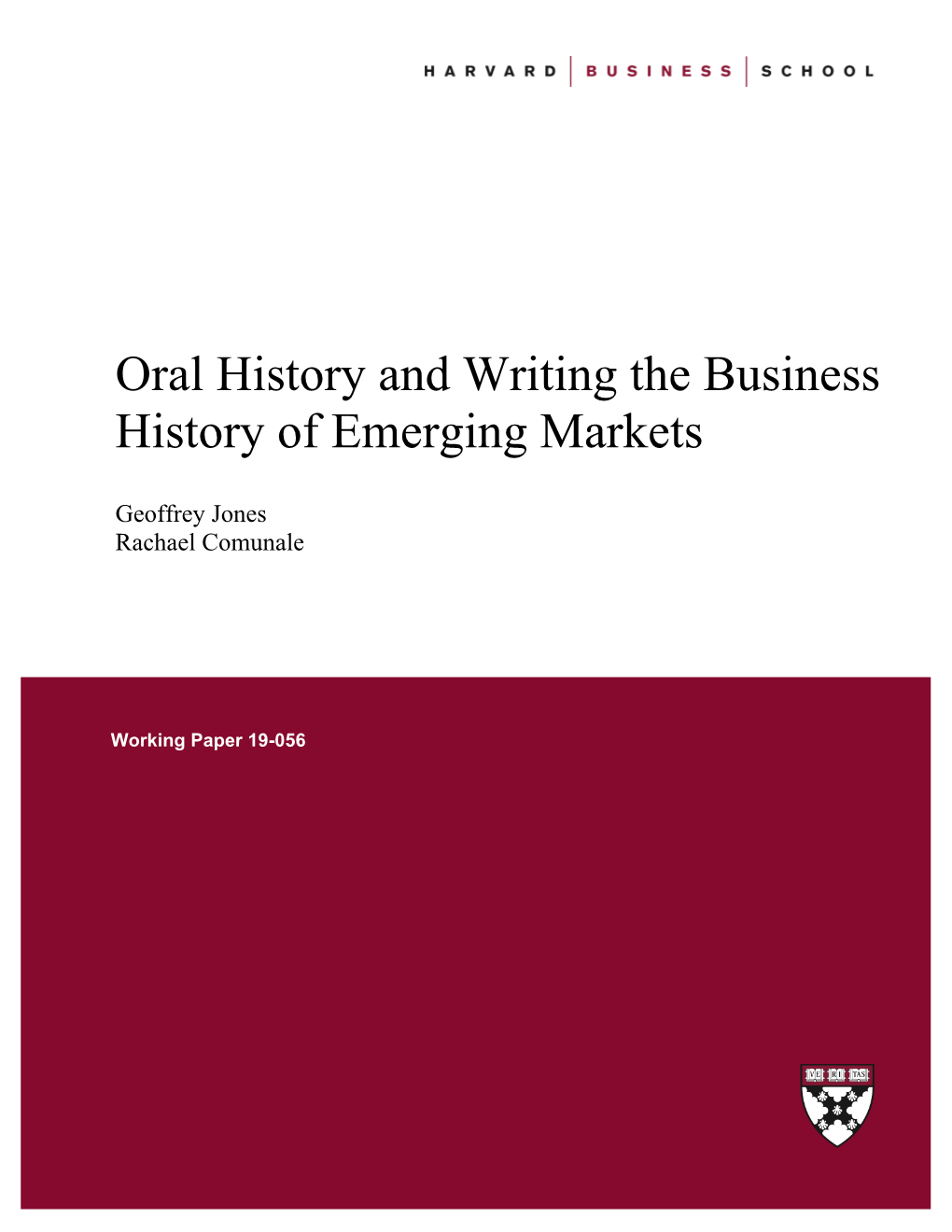 Oral History and Writing the Business History of Emerging Markets