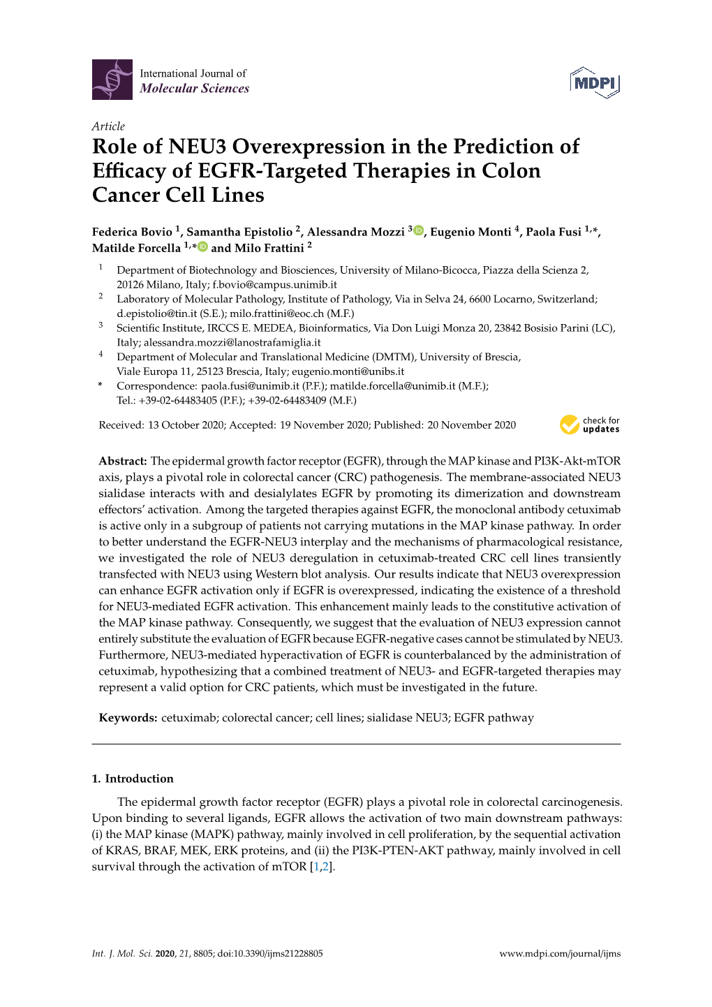 Role of NEU3 Overexpression in the Prediction of Efficacy of EGFR