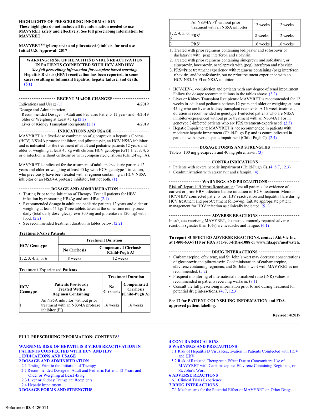 Glecaprevir/Pibrentasvir Film-Coated Immediate Release Tablets