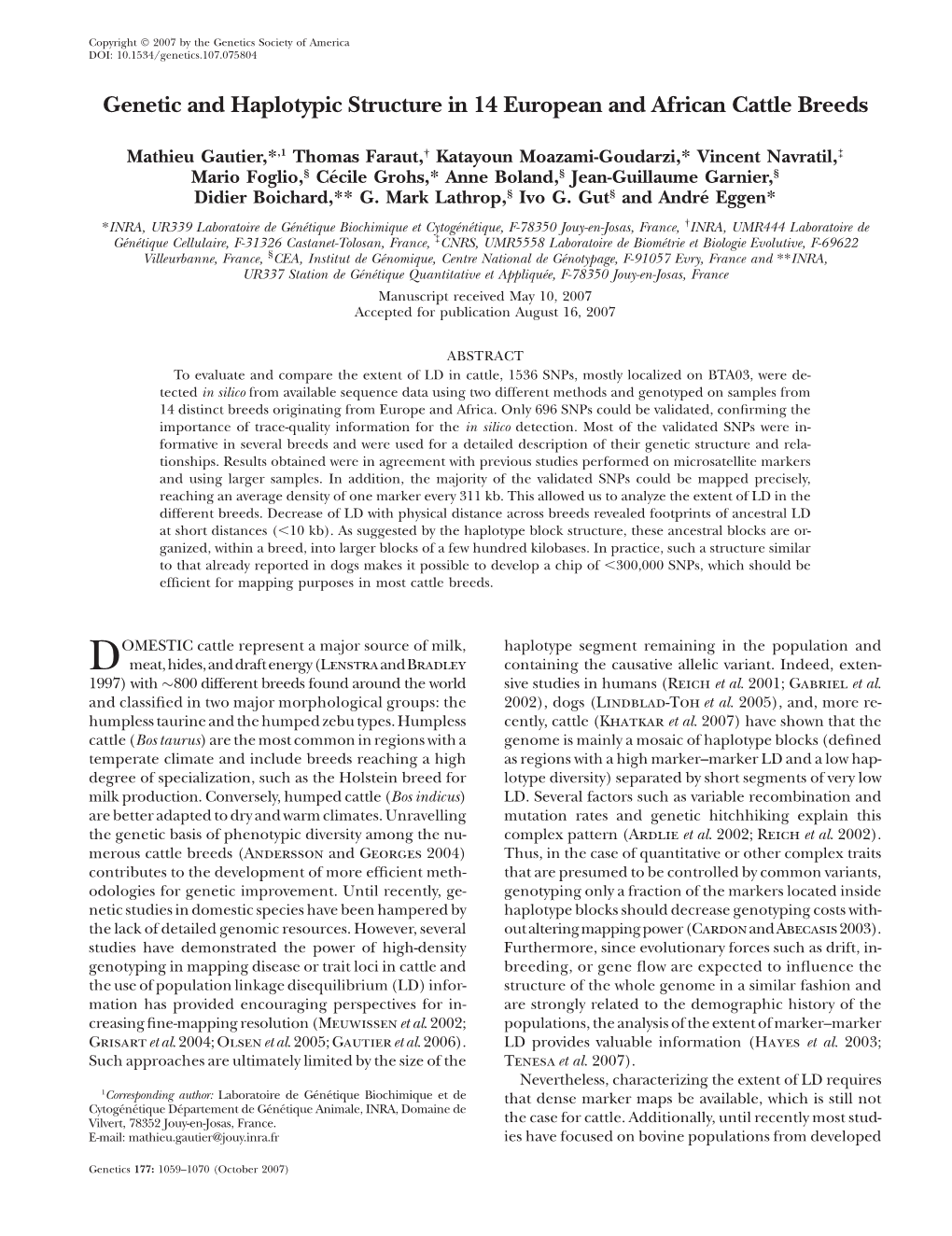 Genetic and Haplotypic Structure in 14 European and African Cattle Breeds