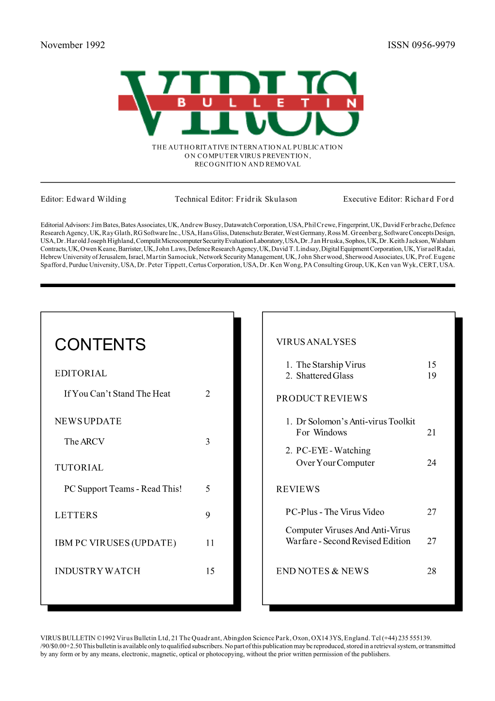 Virus Bulletin, November 1992