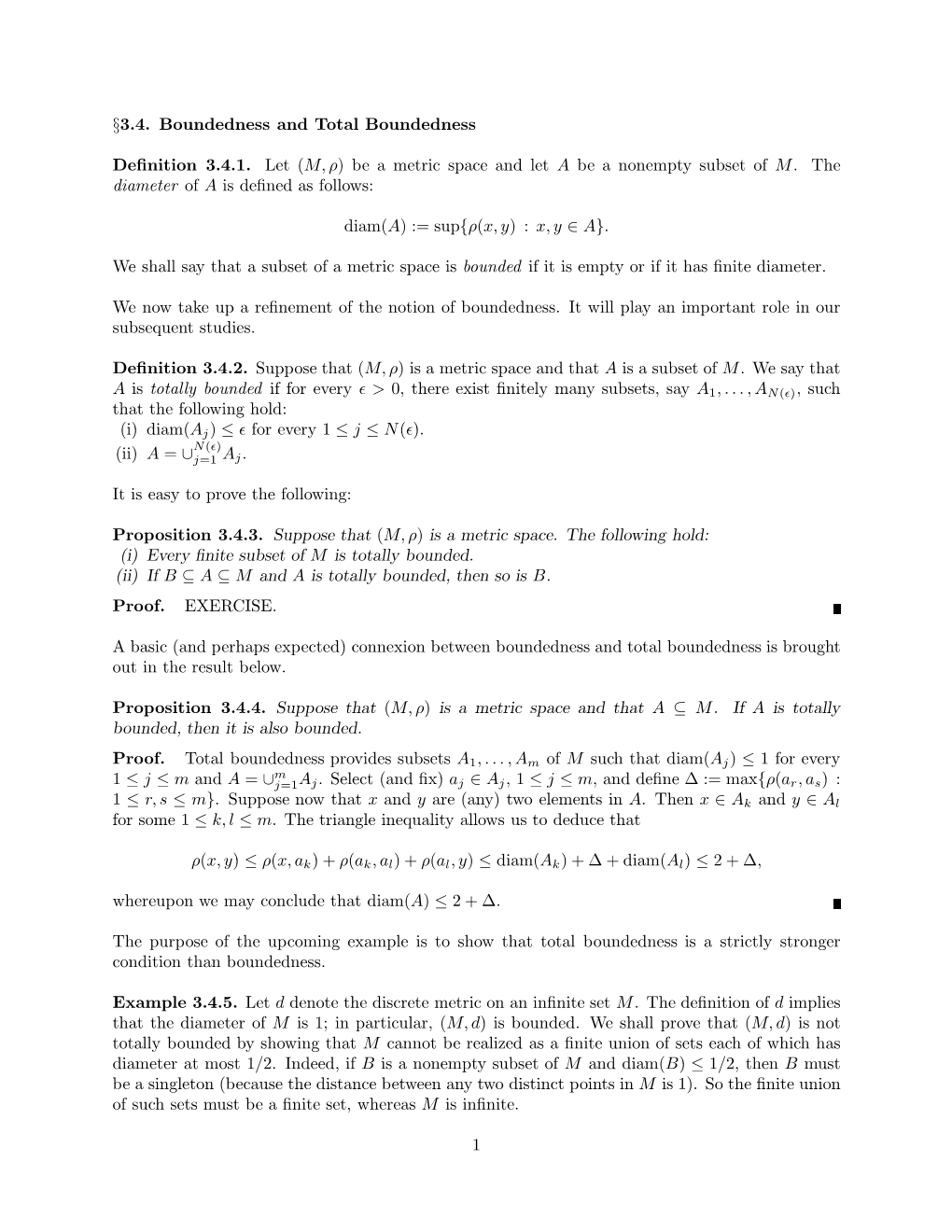 (M,Ρ) Be a Metric Space and Let a Be a Nonempty Subset of M