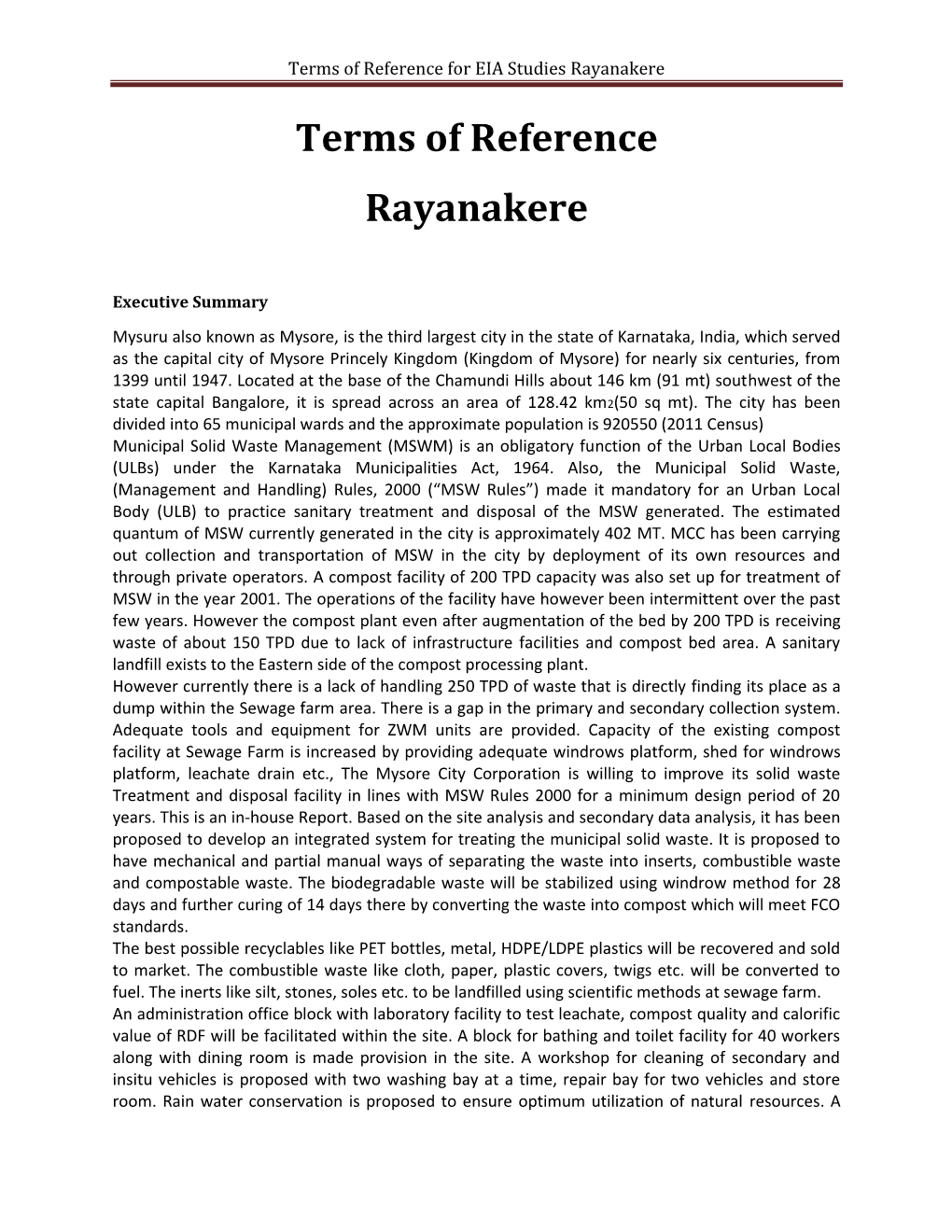 Terms of Reference Rayanakere