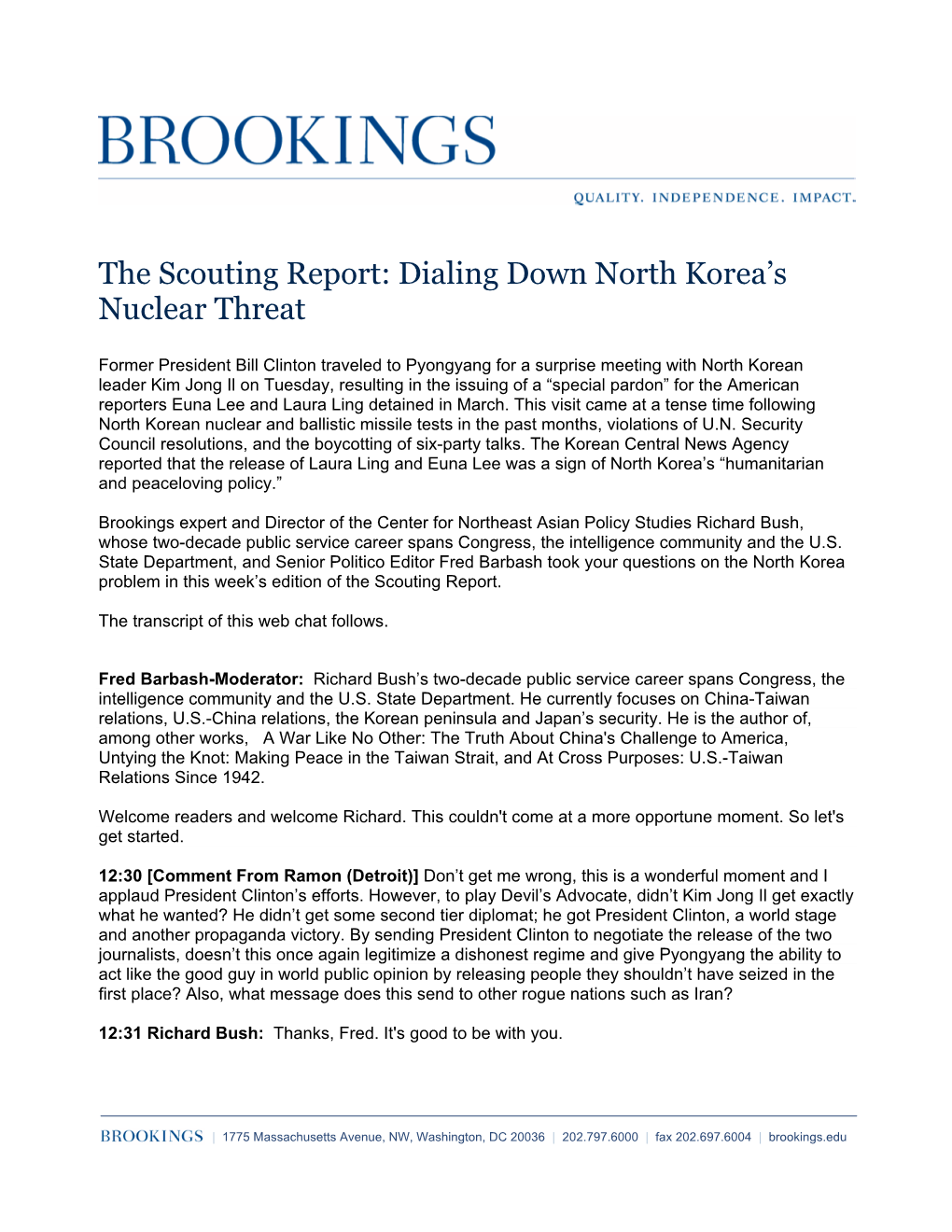 The Scouting Report: Dialing Down North Korea's Nuclear Threat