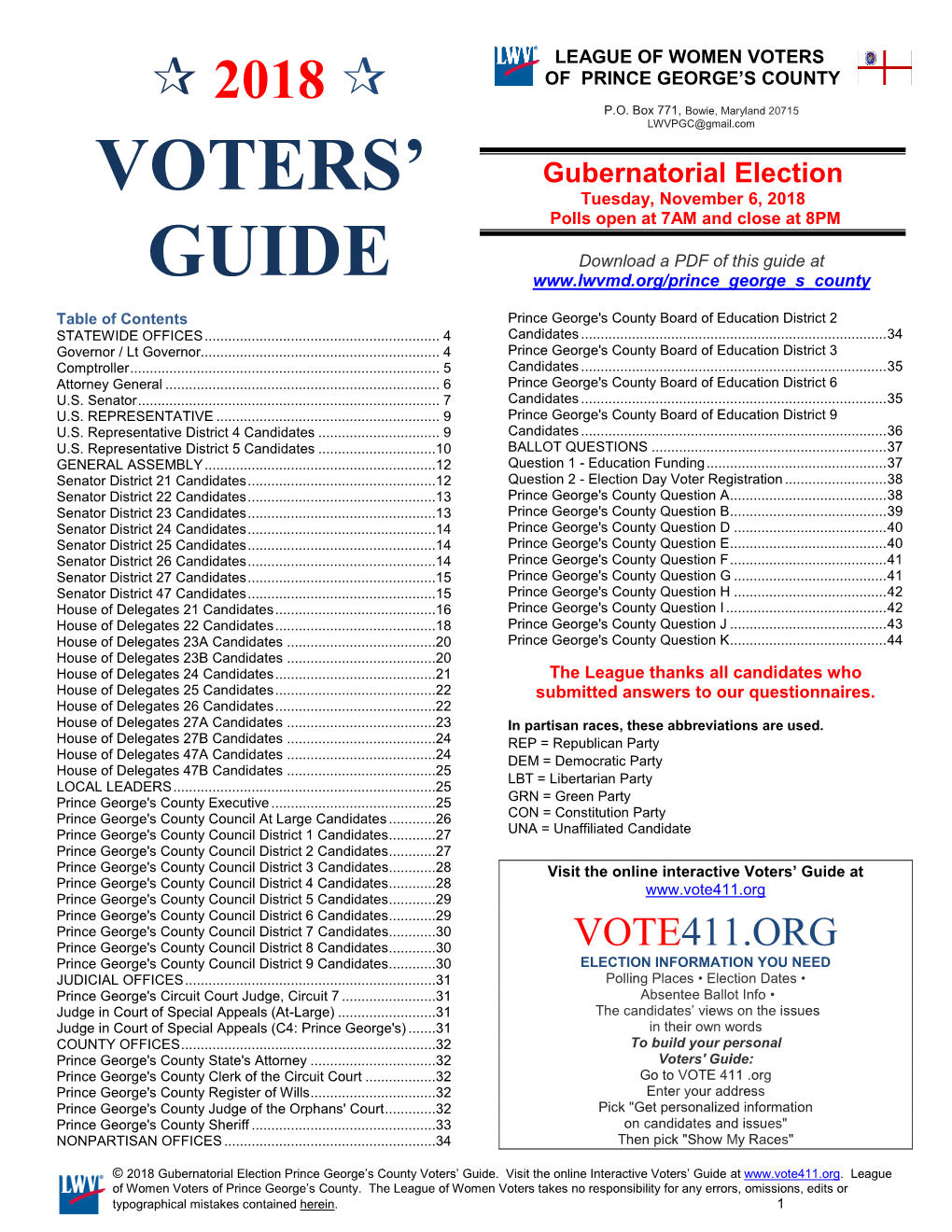 Prince George's County Board of Education District 2 STATEWIDE OFFICES