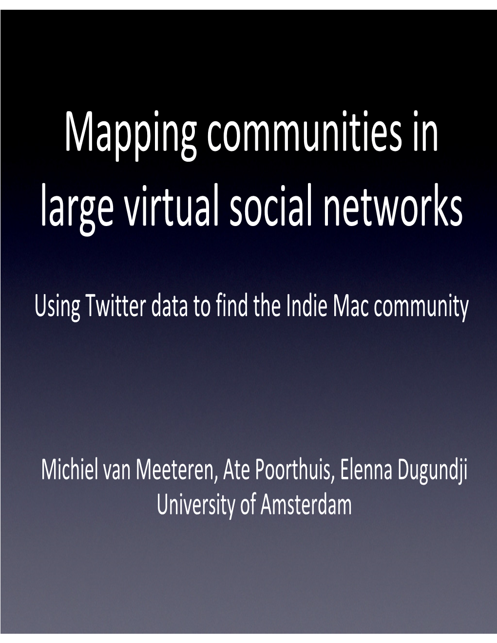 Mapping Communities in Large Virtual Social Networks