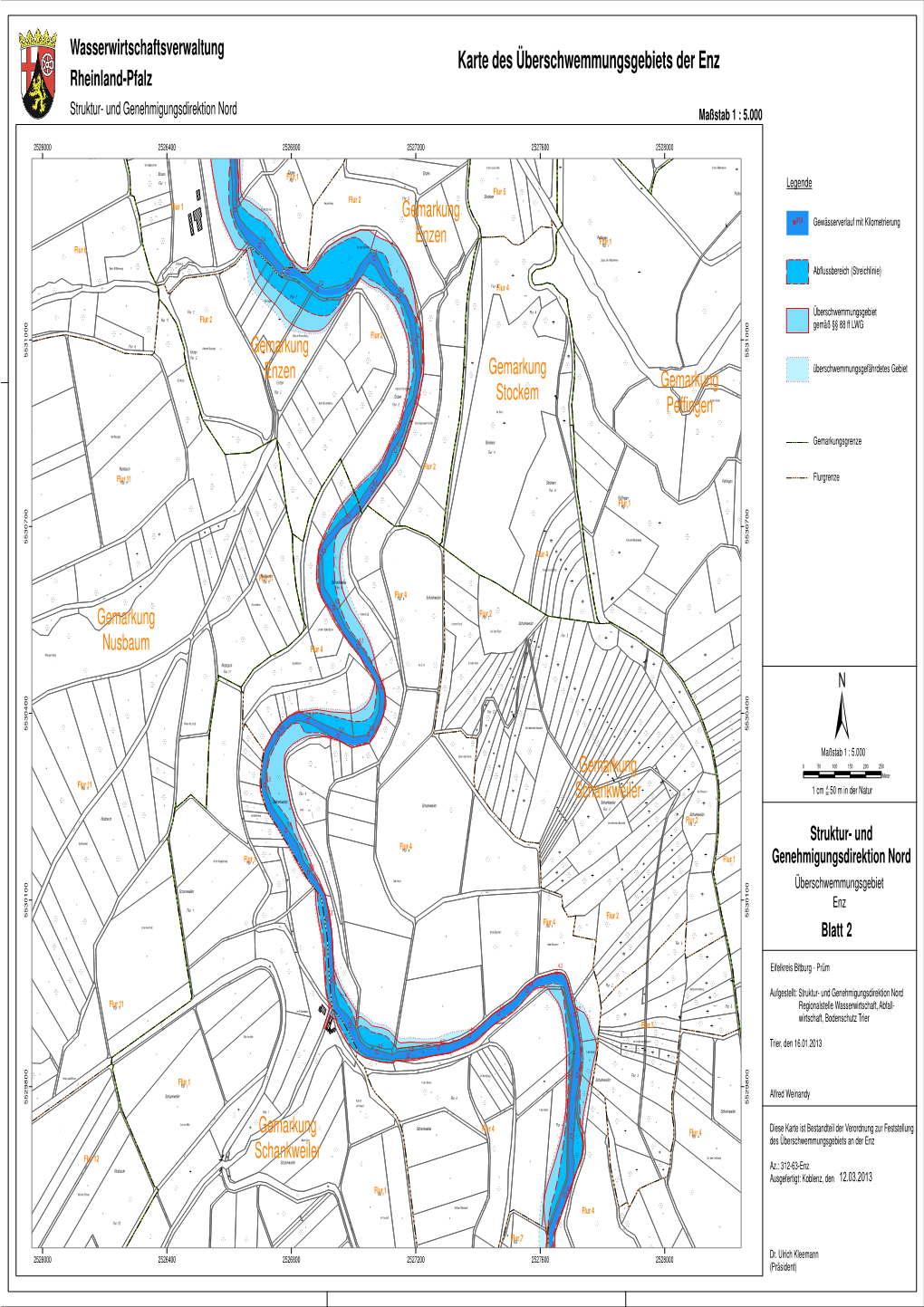 Karte Des Überschwemmungsgebiets Der Enz Rheinland-Pfalz