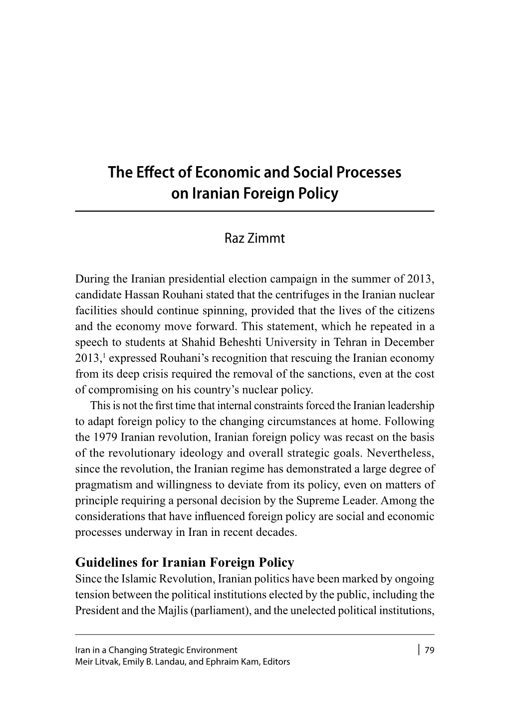 I 79 the Effect of Economic and Social Processes on Iranian Foreign Policy