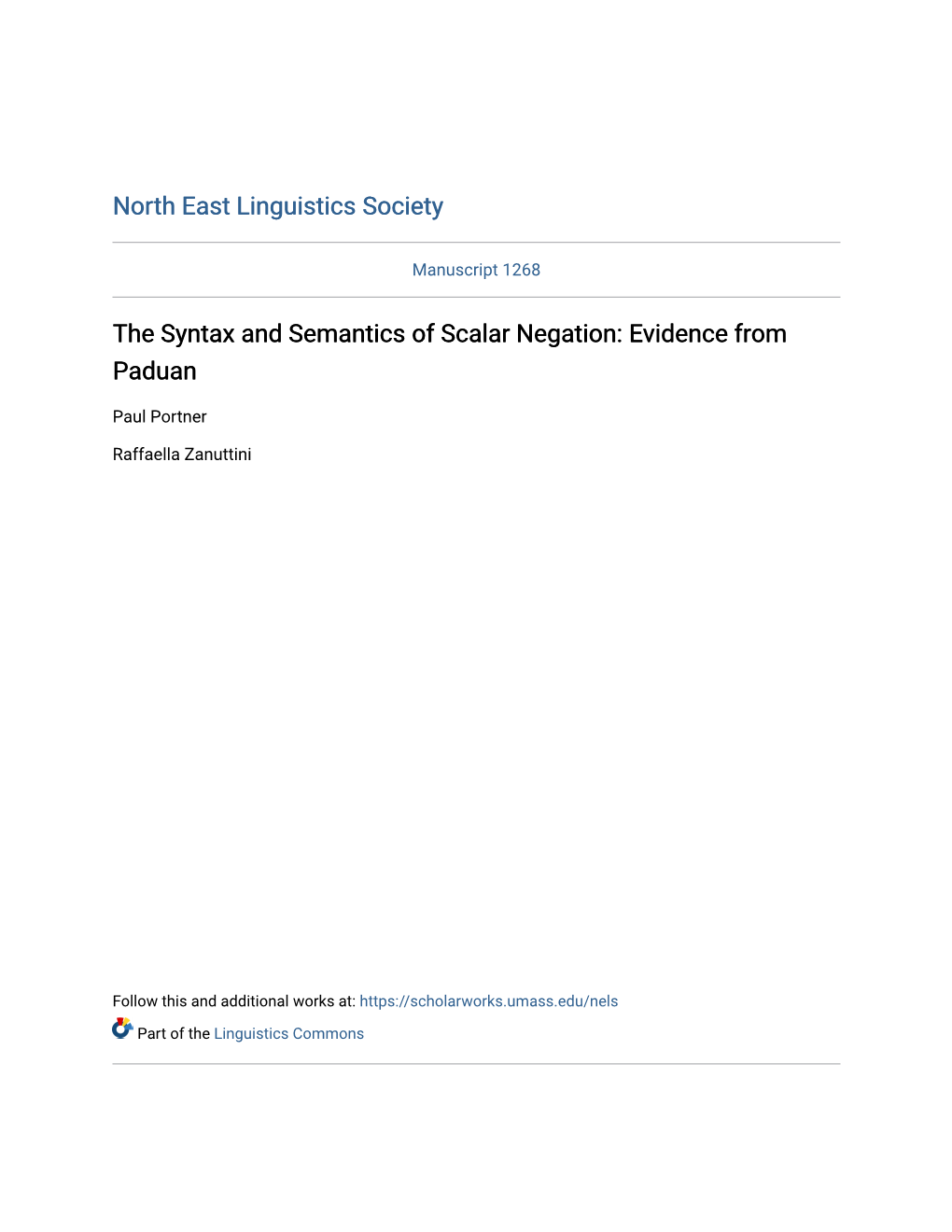 The Syntax and Semantics of Scalar Negation: Evidence from Paduan