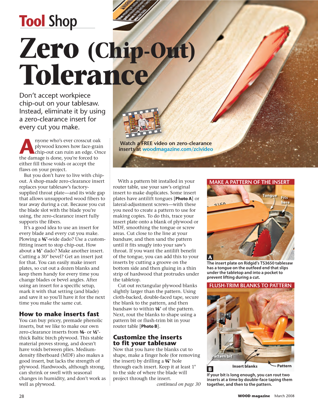 Tolerance Don’T Accept Workpiece Chip-Out on Your Tablesaw