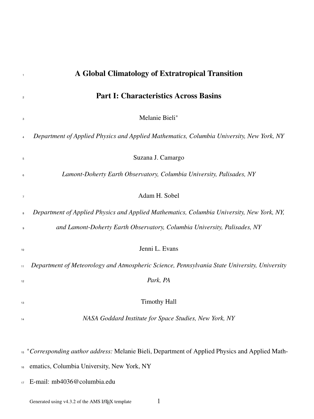 A Global Climatology of Extratropical Transition Part I