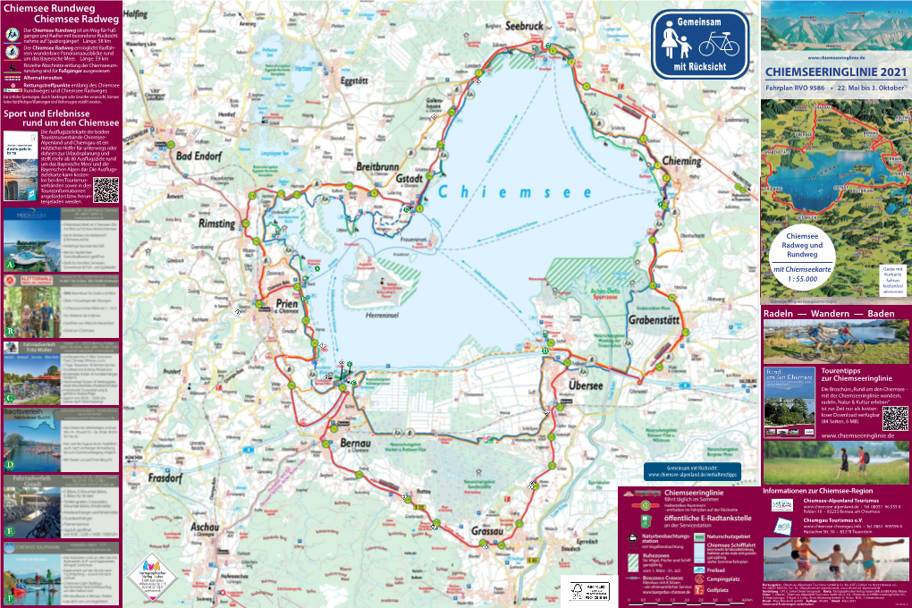 CHIEMSEERINGLINIE 2021 Alternativrouten   Rettungstreffpunkte Entlang Des Chiemsee *) Rundweges Und Chiemsee Radweges Fahrplan RVO 9586 • 22