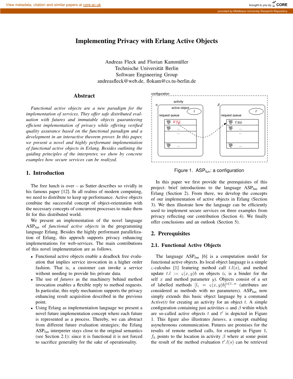 Implementing Privacy with Erlang Active Objects