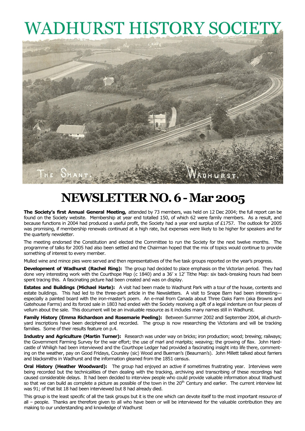 NEWSLETTER NO. 6 - Mar 2005