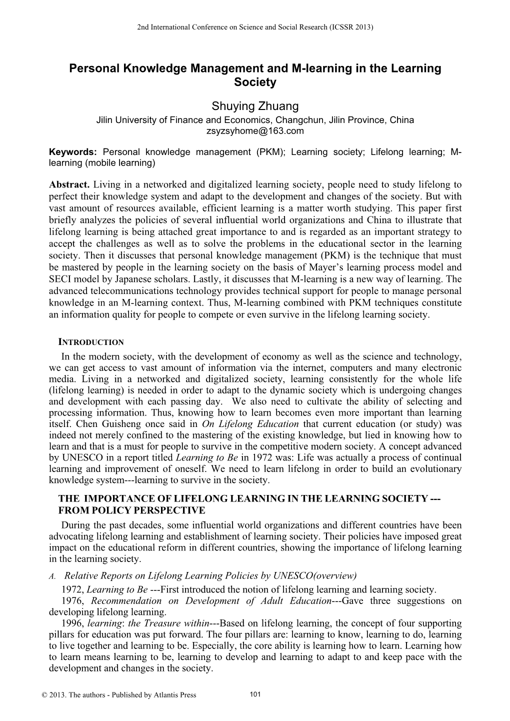 Personal Knowledge Management and M-Learning in the Learning Society