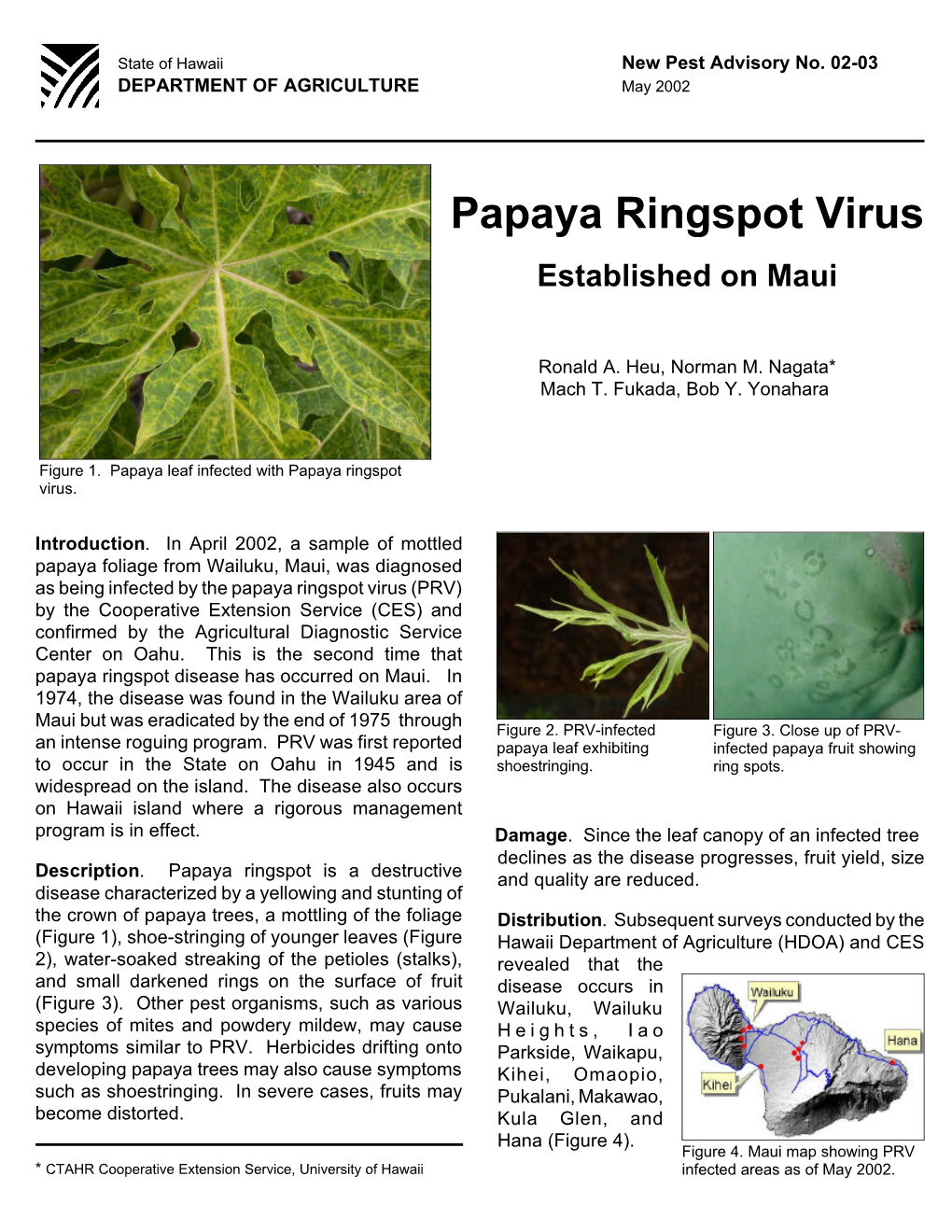 Papaya Ringspot Virus on Maui