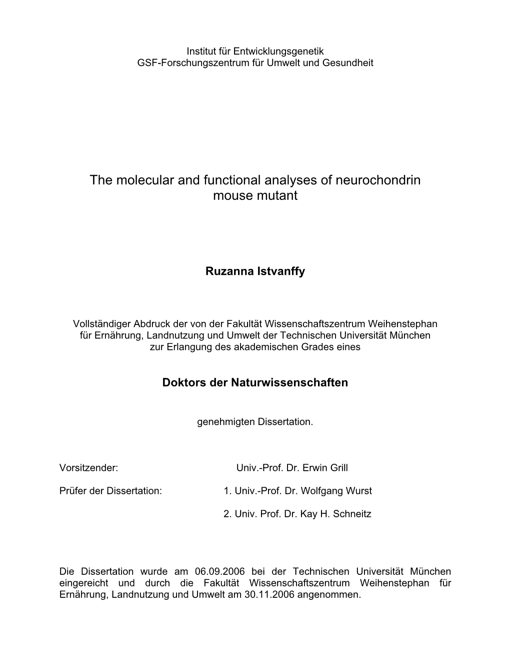 The Molecular and Functional Analyses of Neurochondrin Mouse Mutant