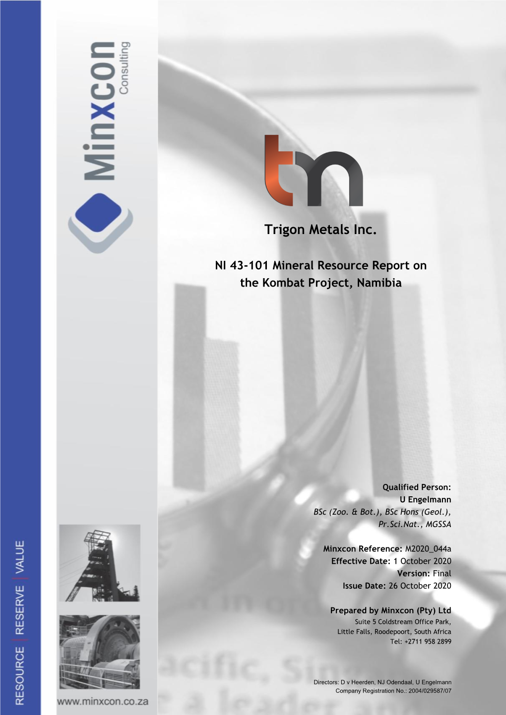 NI 43-101 Mineral Resource Report on the Kombat Project, Namibia