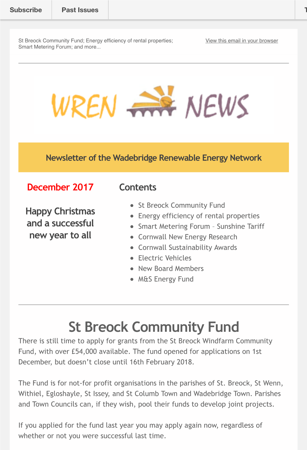 St Breock Community Fund; Energy Efﬁciency of Rental Properties; View This Email in Your Browser Smart Metering Forum; and More