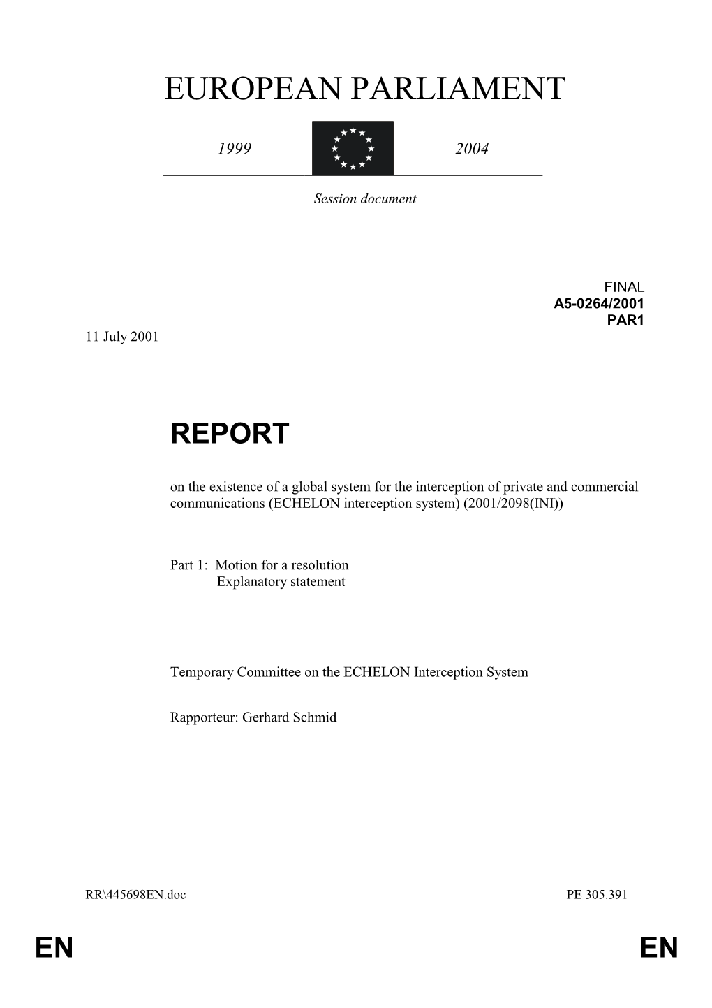 ECHELON Interception System) (2001/2098(INI))