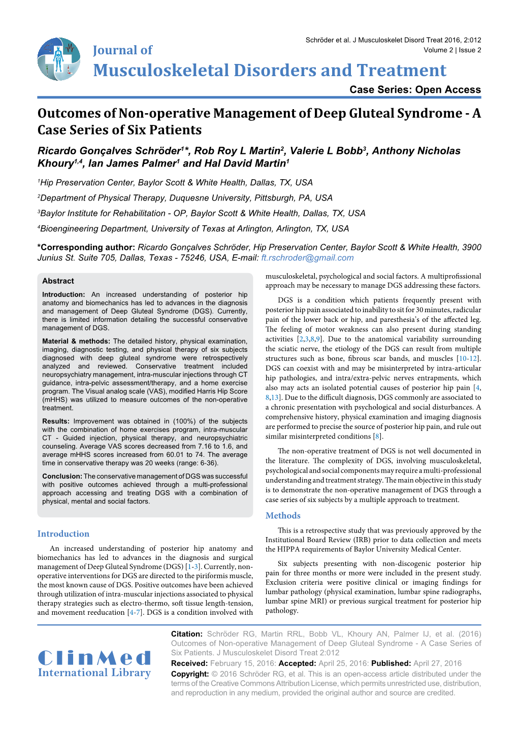 Outcomes of Non-Operative Management of Deep Gluteal