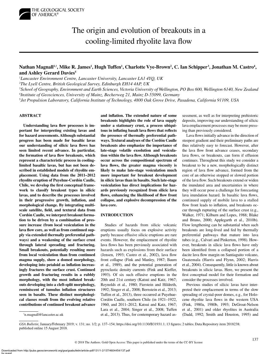 The Origin and Evolution of Breakouts in a Cooling-Limited Rhyolite Lava Flow