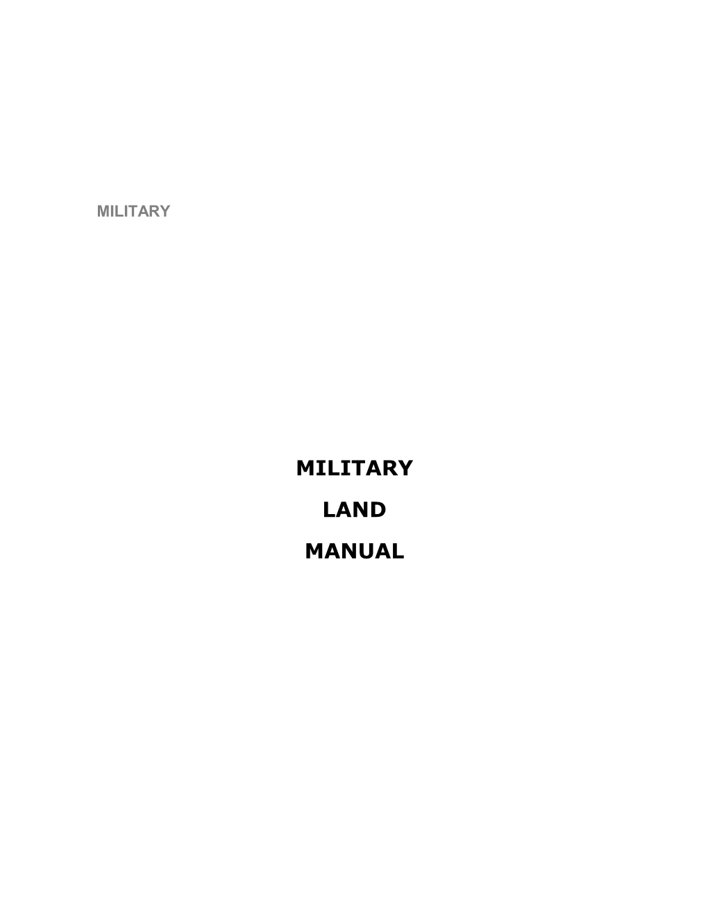 Military Land Manual