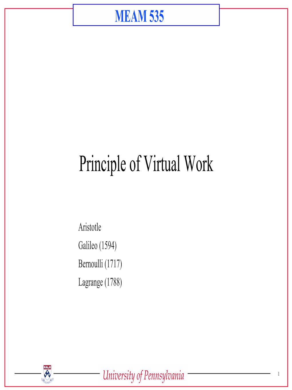 Principle of Virtual Work