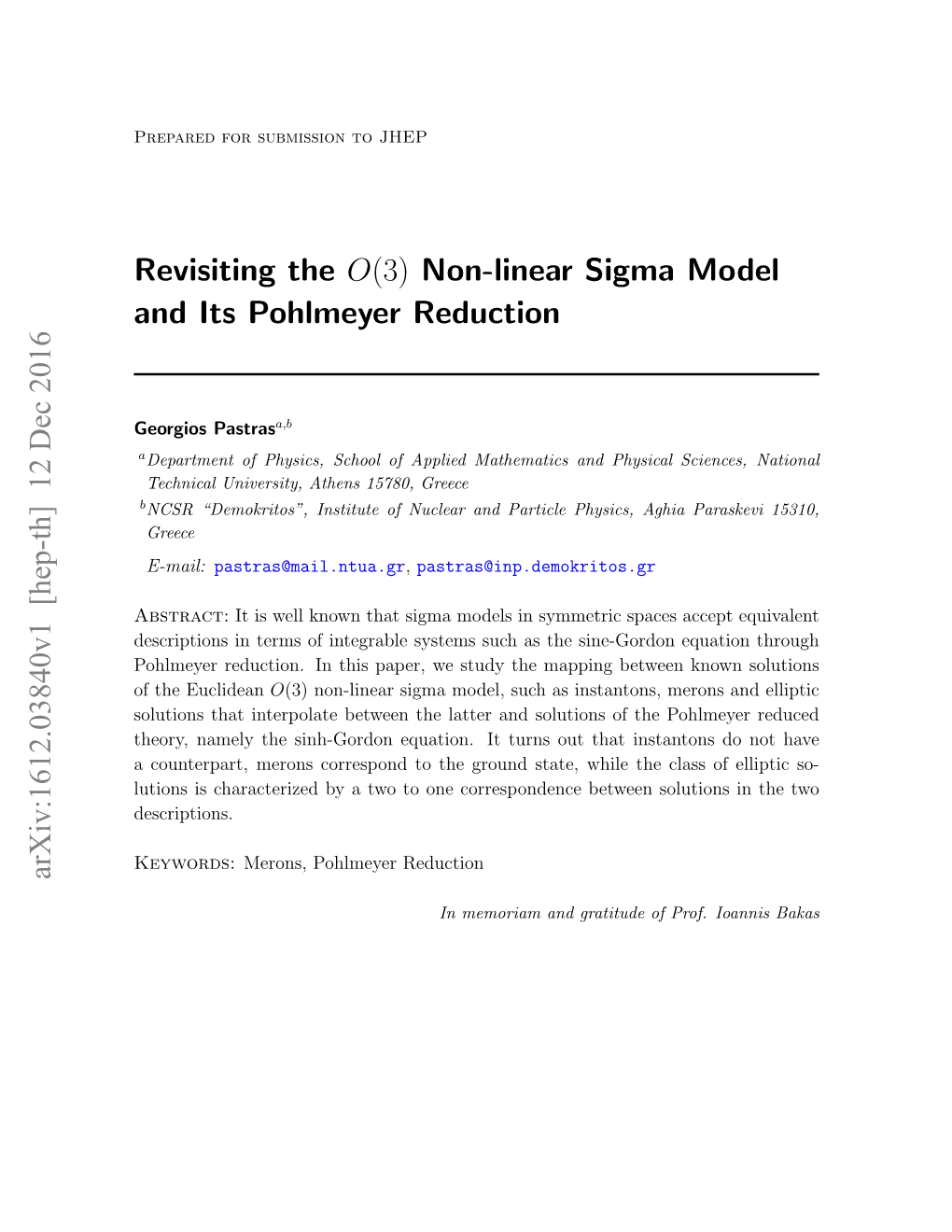 Revisiting the O(3) Non-Linear Sigma Model and Its Pohlmeyer Reduction