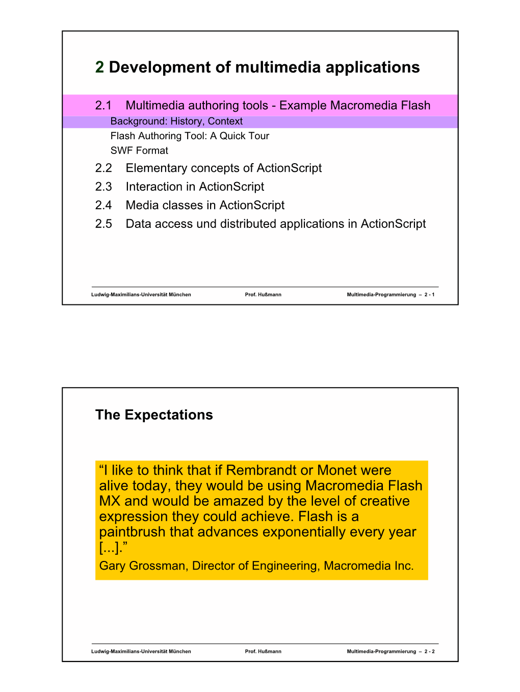 2 Development of Multimedia Applications