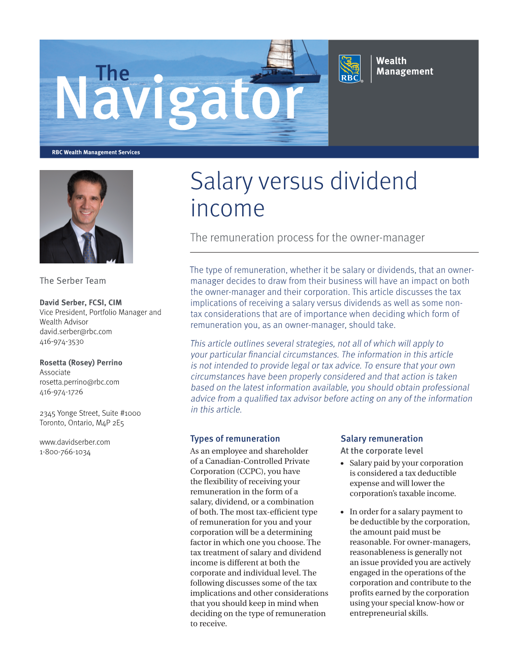 Salary Versus Dividend Income the Remuneration Process for the Owner-Manager