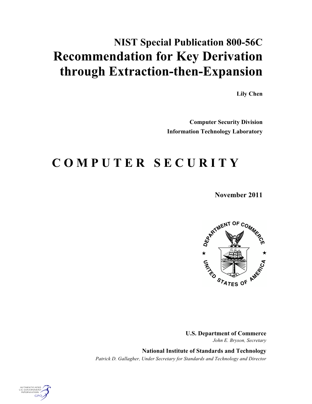 Recommendation for Key Derivation Through Extraction-Then-Expansion