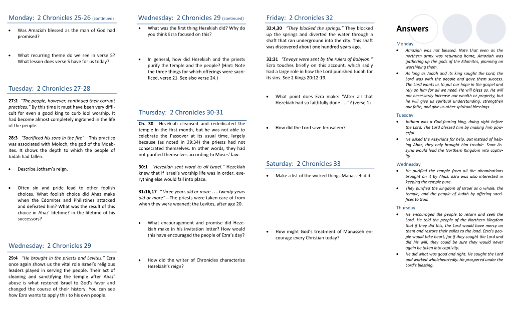 Week 38 - 2 Chronicles 25-33