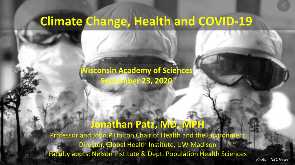 Climate Change, Health and COVID-19