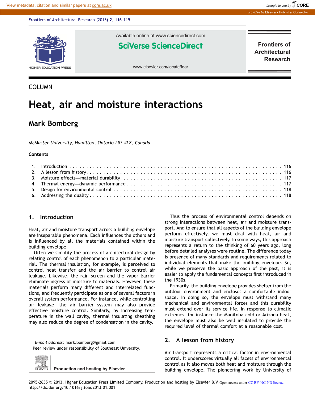 Heat, Air and Moisture Interactions