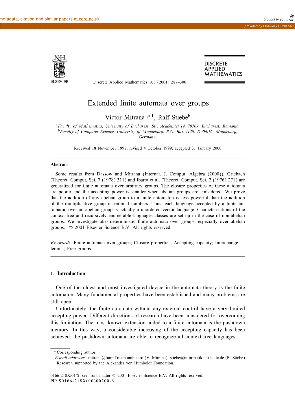 Extended Finite Automata Over Groups