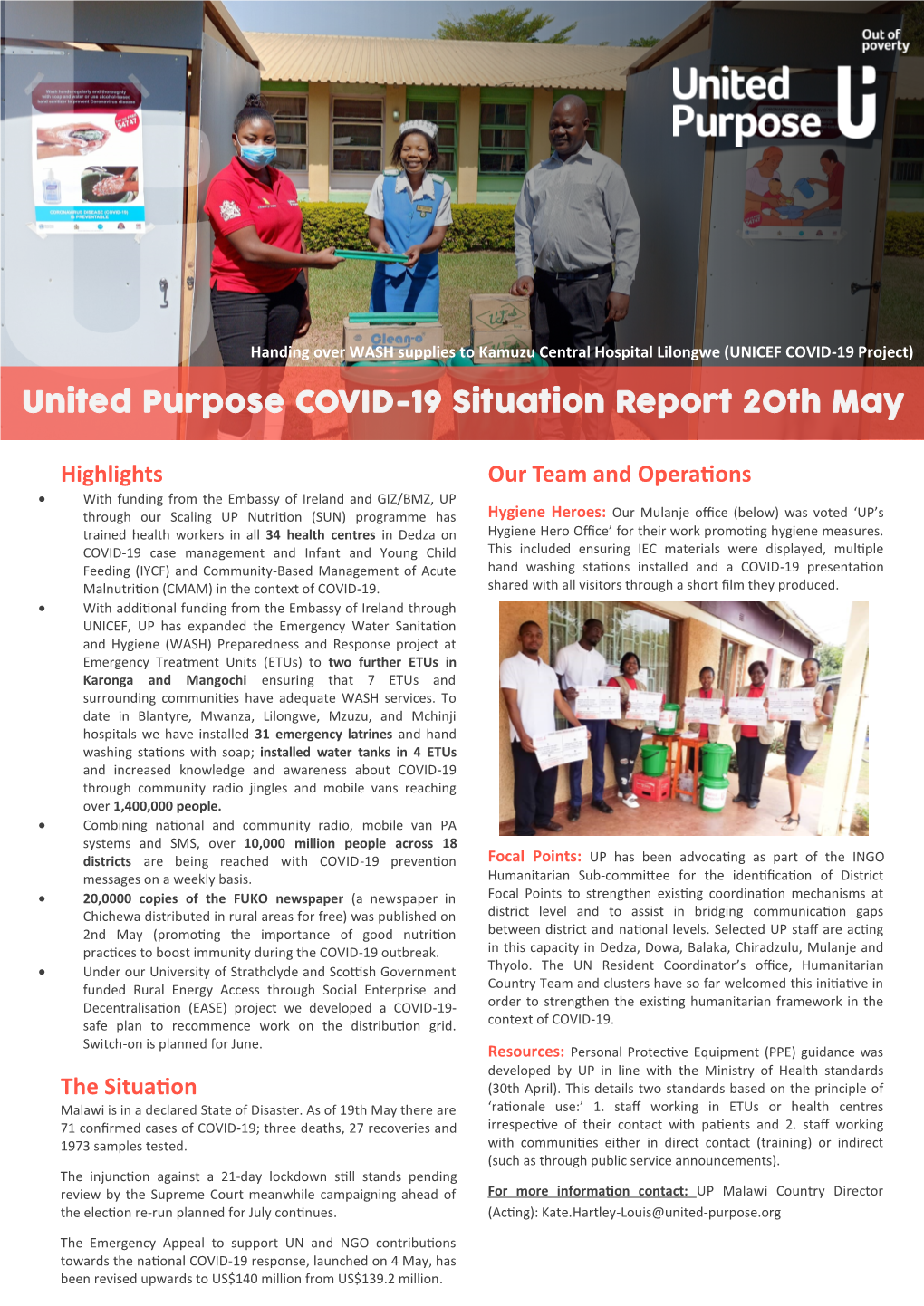 United Purpose COVID-19 Situation Report 20Th May