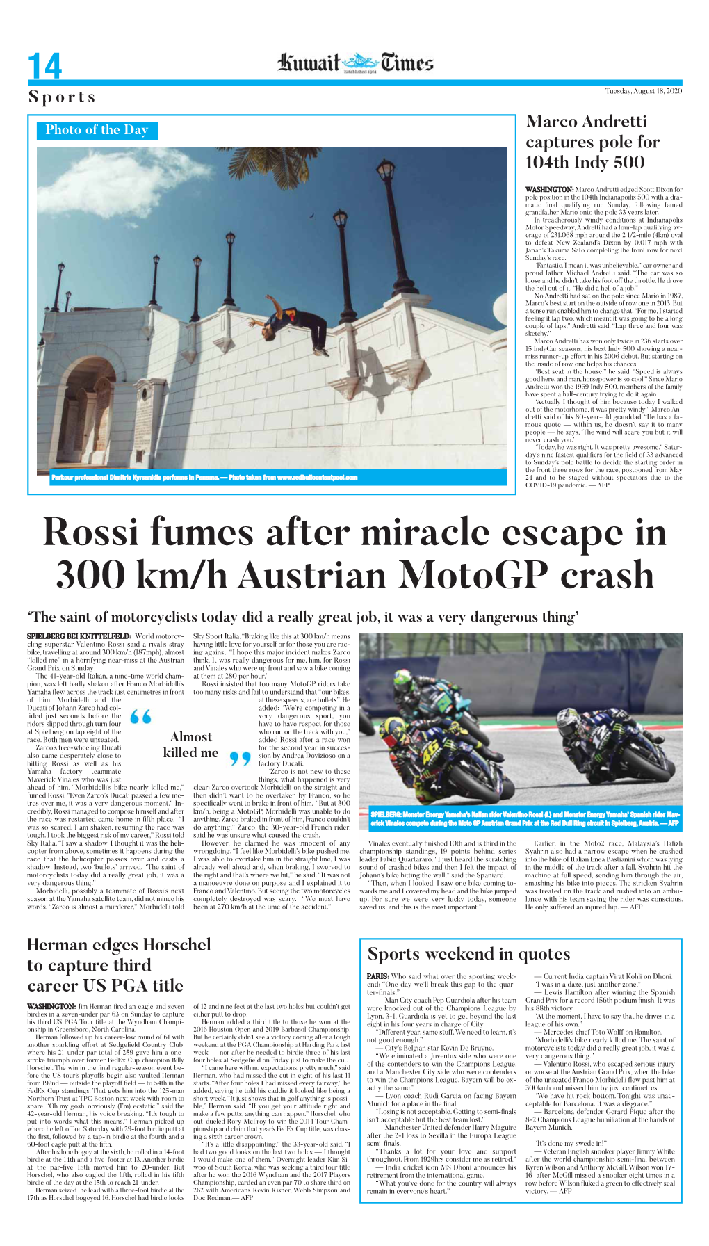 Rossi Fumes After Miracle Escape in 300 Km/H Austrian Motogp Crash ‘The Saint of Motorcyclists Today Did a Really Great Job, It Was a Very Dangerous Thing’