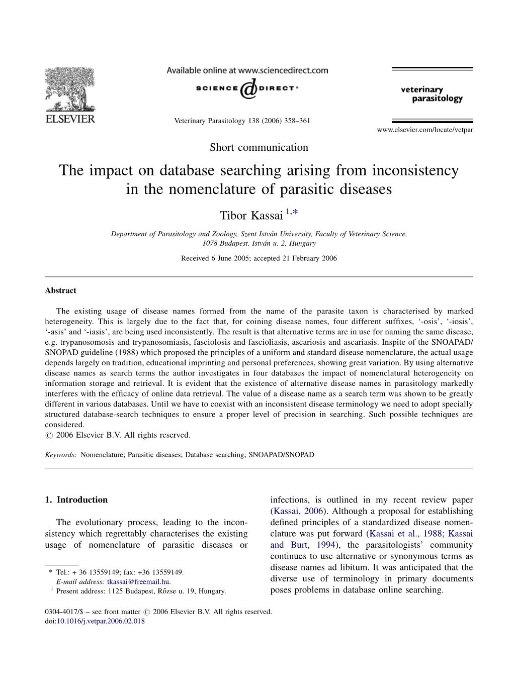 Impact on Database Searching 2006