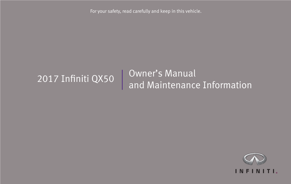 2017 Infiniti QX50 | Owner's Manual