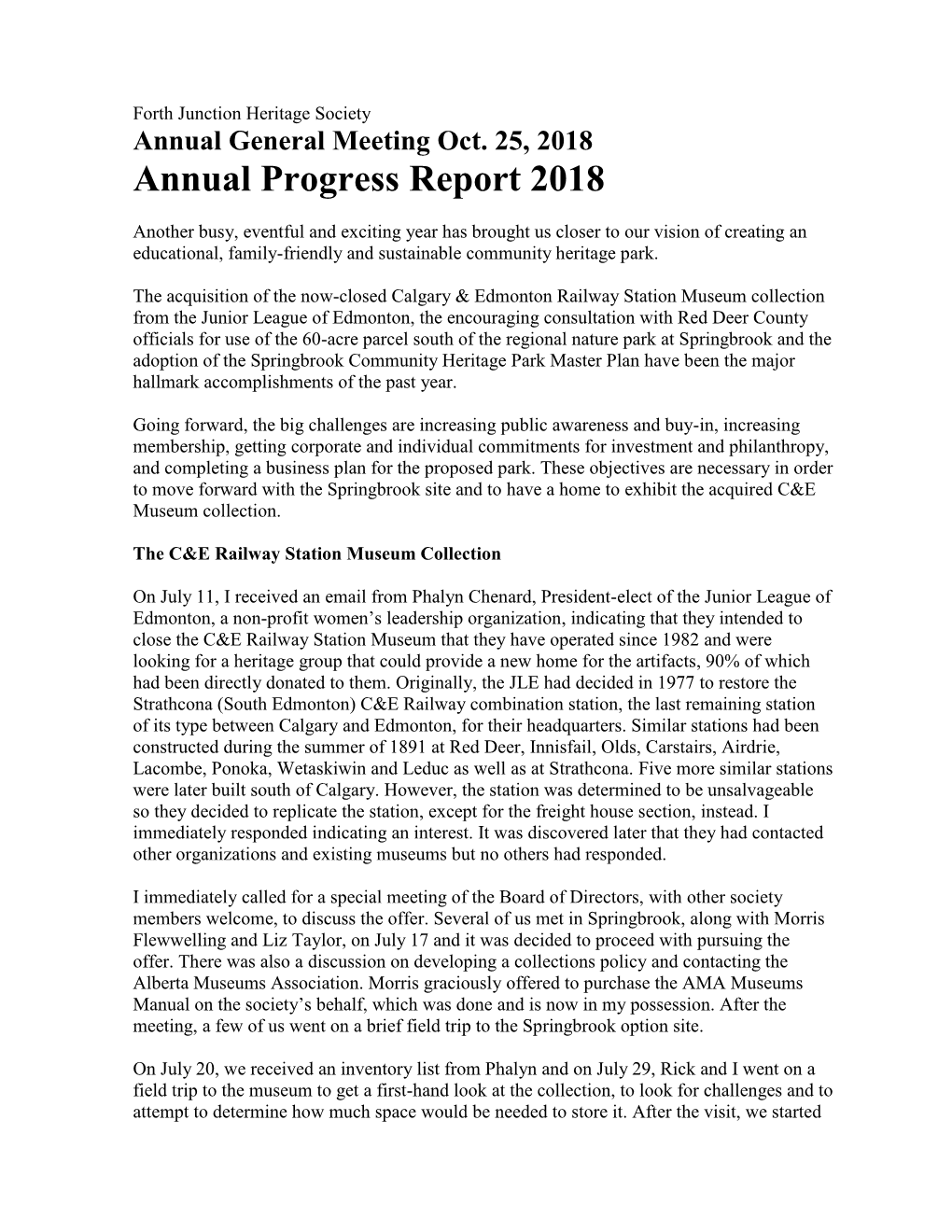 AGM 2018 Report