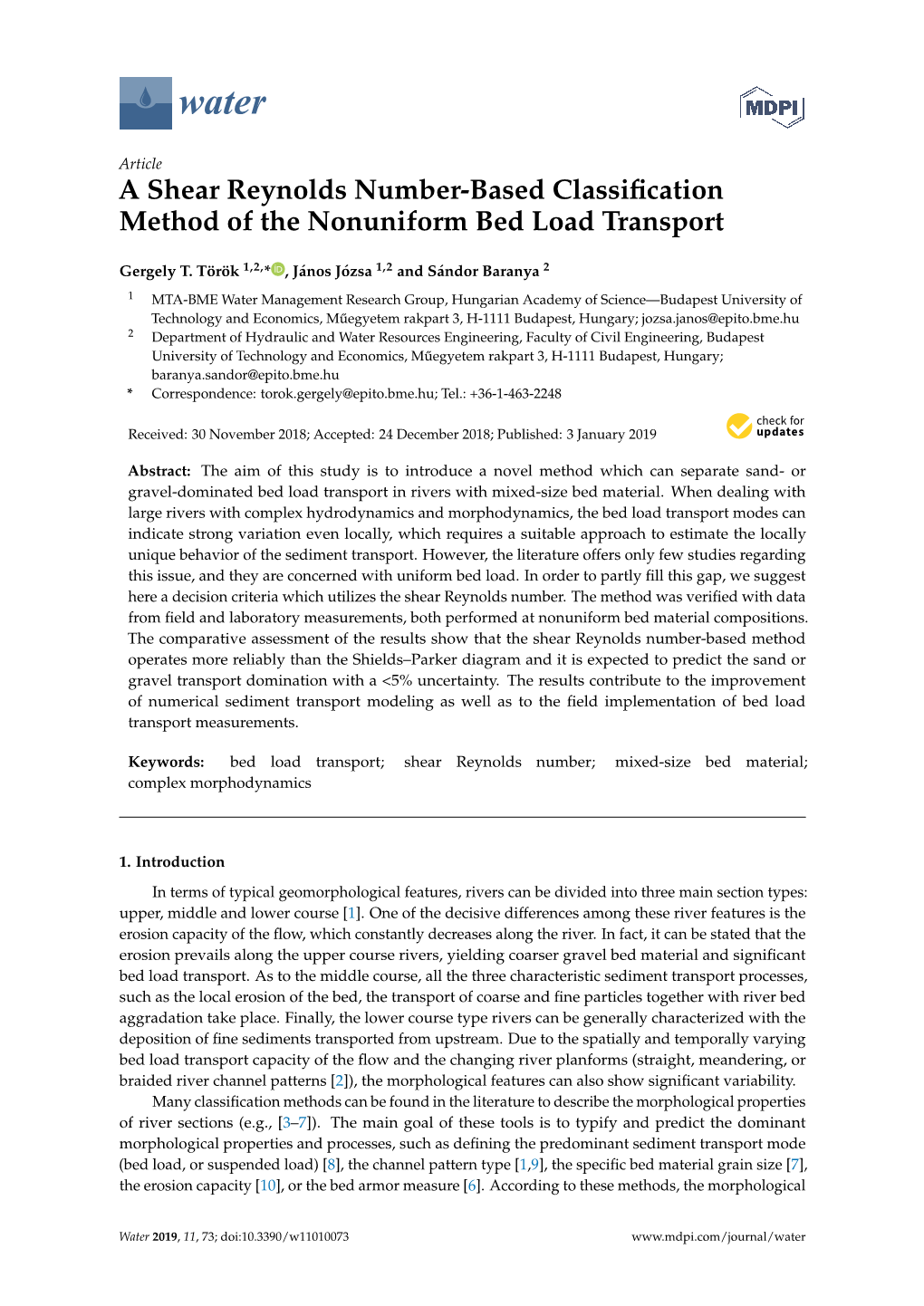 A Shear Reynolds Number-Based Classification Method of The